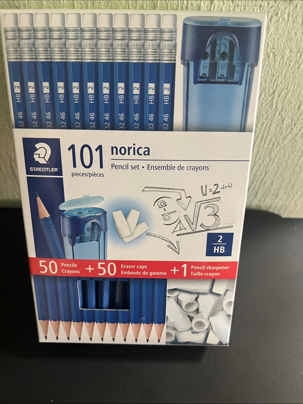 #2788**Norica 101-Piece Blue Pencil Set with Sharpener & Eraser Caps